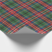 Papier Cadeau Élégant Tartan rustique vert rouge plaqué (Coin)