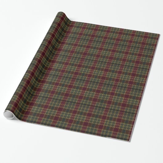 Papier Cadeau Elégant Tartan Vert foncé - Plaid Jaune Classique (Déroulé)