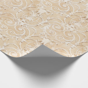 Papier Cadeau Elégant Taupe Damask