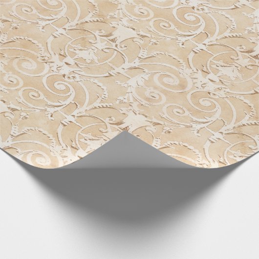 Papier Cadeau Elégant Taupe Damask (Coin)