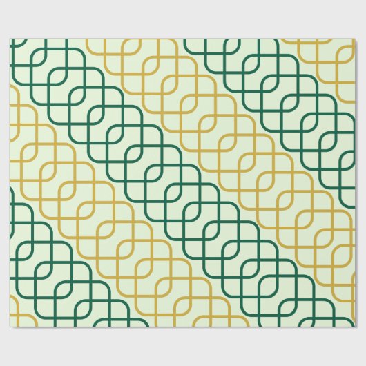 Papier Cadeau Elegant Teal and Gold Geometric Interlocking (Plat)