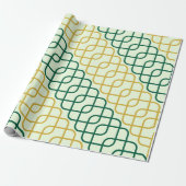 Papier Cadeau Elegant Teal and Gold Geometric Interlocking (Déroulé)
