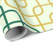 Papier Cadeau Elegant Teal and Gold Geometric Interlocking (Coin rond)