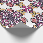 Papier Cadeau Elegant Teal & Maroon Floral Pattern Wrapping (Coin)