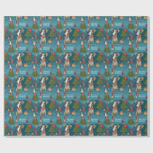 Papier Cadeau 🎄🎅 Élégant Teinté de bleu avec Whippets (Plat)