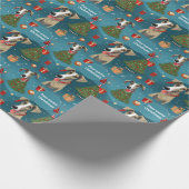 Papier Cadeau 🎄🎅 Élégant Teinté de bleu avec Whippets (Coin)
