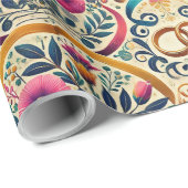 Papier Cadeau Élégant Tons de Bijoux avec Anneaux Entrelacés de  (Coin rond)