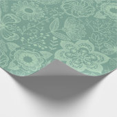 Papier Cadeau Elégant Tons Vert Mint Retro Floral Dentelle (Coin)