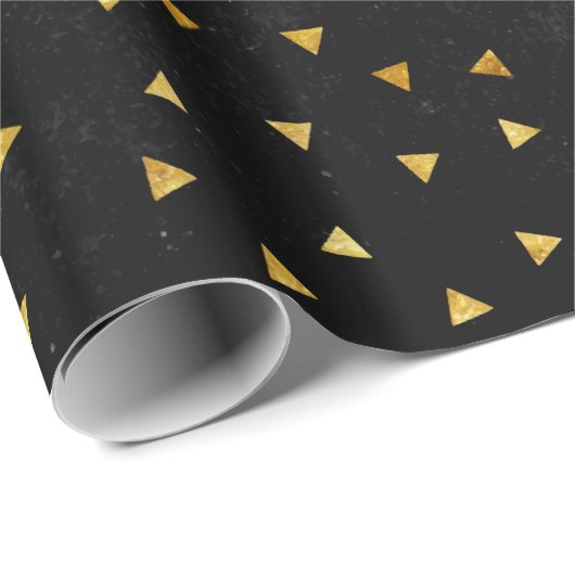 Papier Cadeau Elégant triangle or et noir (Coin rond)