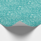 Papier Cadeau Elégant Turquoise & Blanc Floral Paisley Damask (Coin)