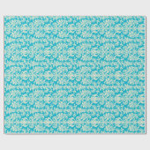 Papier Cadeau Elégant Turquoise Et Crème Floral Damas (Plat)
