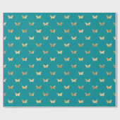 Papier Cadeau Élégant Turquoise  Papillon Motif (Plat)