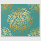Papier Cadeau Élégant Turquoise Vert or Mandala Motif (Plat)