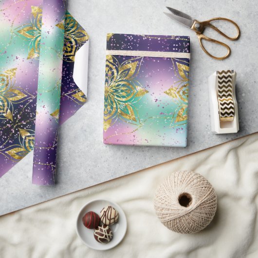 Papier Cadeau Élégant vacances violet Snowflakes Noël (Artisanat)