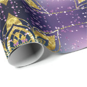 Papier Cadeau Élégant vacances violet Snowflakes Noël (Coin rond)