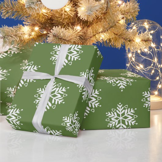 Papier Cadeau Élégant Vert blanc Silver Flocon de neige Noël (Vacances)