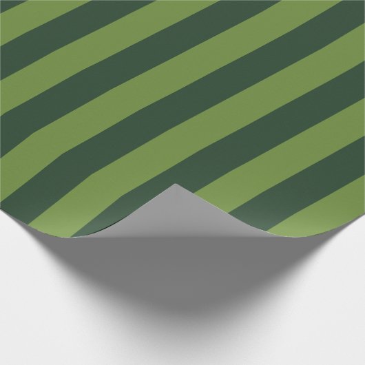 Papier Cadeau Élégant vert chasseur Jardin vert rayure (Coin)