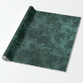 Papier Cadeau Élégant vert damassé motif floral (Déroulé)