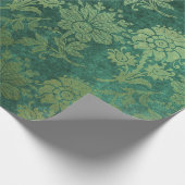 Papier Cadeau Élégant vert damassé motif floral (Coin)