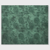 Papier Cadeau Élégant vert damassé motif floral (Plat)