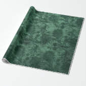 Papier Cadeau Élégant vert damassé motif floral (Déroulé)
