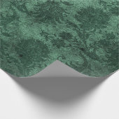 Papier Cadeau Élégant vert damassé motif floral (Coin)