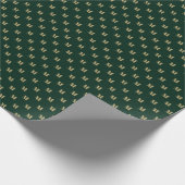 Papier Cadeau Élégant vert foncé or personnalisé monogramme init (Coin)