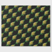 Papier Cadeau Élégant vert jaune rose Hydrangea motif (Plat)