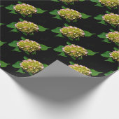 Papier Cadeau Élégant vert jaune rose Hydrangea motif (Coin)