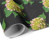 Papier Cadeau Élégant vert jaune rose Hydrangea motif (Coin rond)