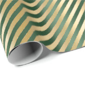 Papier Cadeau Elégant Vert Or Luxury Motif (Coin rond)