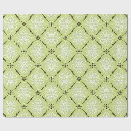 Papier Cadeau Elégant vert turquoise brun damassé motif (Plat)