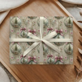 Papier Cadeau Elegant Victorian Bauble and Bow Christmas Gift 
