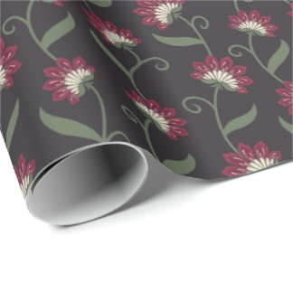 Papier Cadeau Elegant Vintage Black Floral Wrapping Paper
