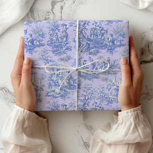 Papier Cadeau Elégant vintage bleu violet toile de jouy
