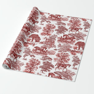 Papier Cadeau Elégant Vintage Chic Red Horses Toile