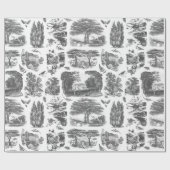 Papier Cadeau Elégant Vintage Noir Blanc Français Toile (Plat)