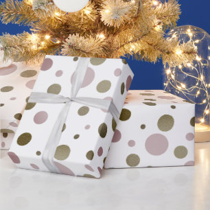 Papier Cadeau Élégant Vintage Rose & Vert à pois