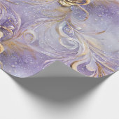 Papier Cadeau Élégant violet et doré torréfié plumes perlé (Coin)