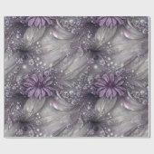 Papier Cadeau Élégant violet et gris floral, perles et lumière (Plat)