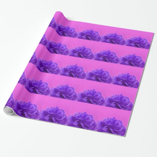 Papier Cadeau Élégant violet floral (Déroulé)
