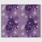 Papier Cadeau Élégant violet floral, argenté et perle (Plat)