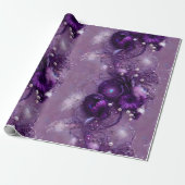 Papier Cadeau Élégant violet floral, argenté et perle (Déroulé)