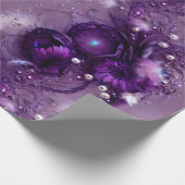 Papier Cadeau Élégant violet floral, argenté et perle (Coin)