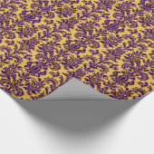 Papier Cadeau Élégant violet floral Damas Arrière - plan jaune (Coin)