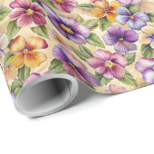 Papier Cadeau Élégant violet mauve de printemps violet jaune (Coin rond)