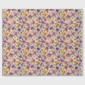 Papier Cadeau Élégant violet mauve de printemps violet jaune (Plat)