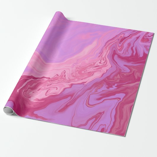 Papier Cadeau élégant violet rose marbré chic motif (Déroulé)