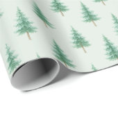 Papier Cadeau Elegant Watercolor Christmas Tree Wrapping Paper (Coin rond)