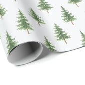 Papier Cadeau Elegant Watercolor Christmas Tree Wrapping Paper (Coin rond)